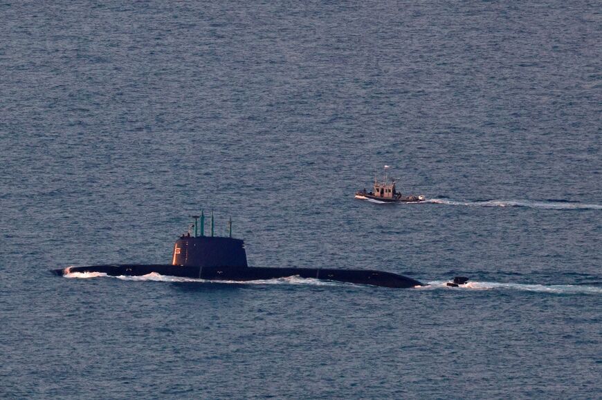 An Israeli submarine cruising off the coast of the northern city of Haifa