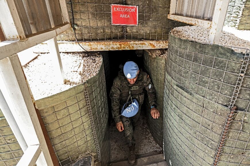 Fortifications at UNIFIL Base 964 -- several UNIFIL peacekeepers have been wounded in crossfire between Israel and Lebanon's Hezbollah movement