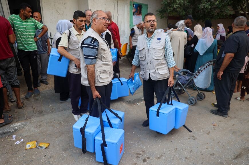 The polio vaccination campaign aims at reaching 640,000 children in the besieged Gaza Strip where the UN's World Health Organization has delivered at least 1.26 million doses