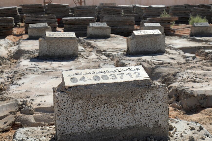 Numbered graves of disaster victims