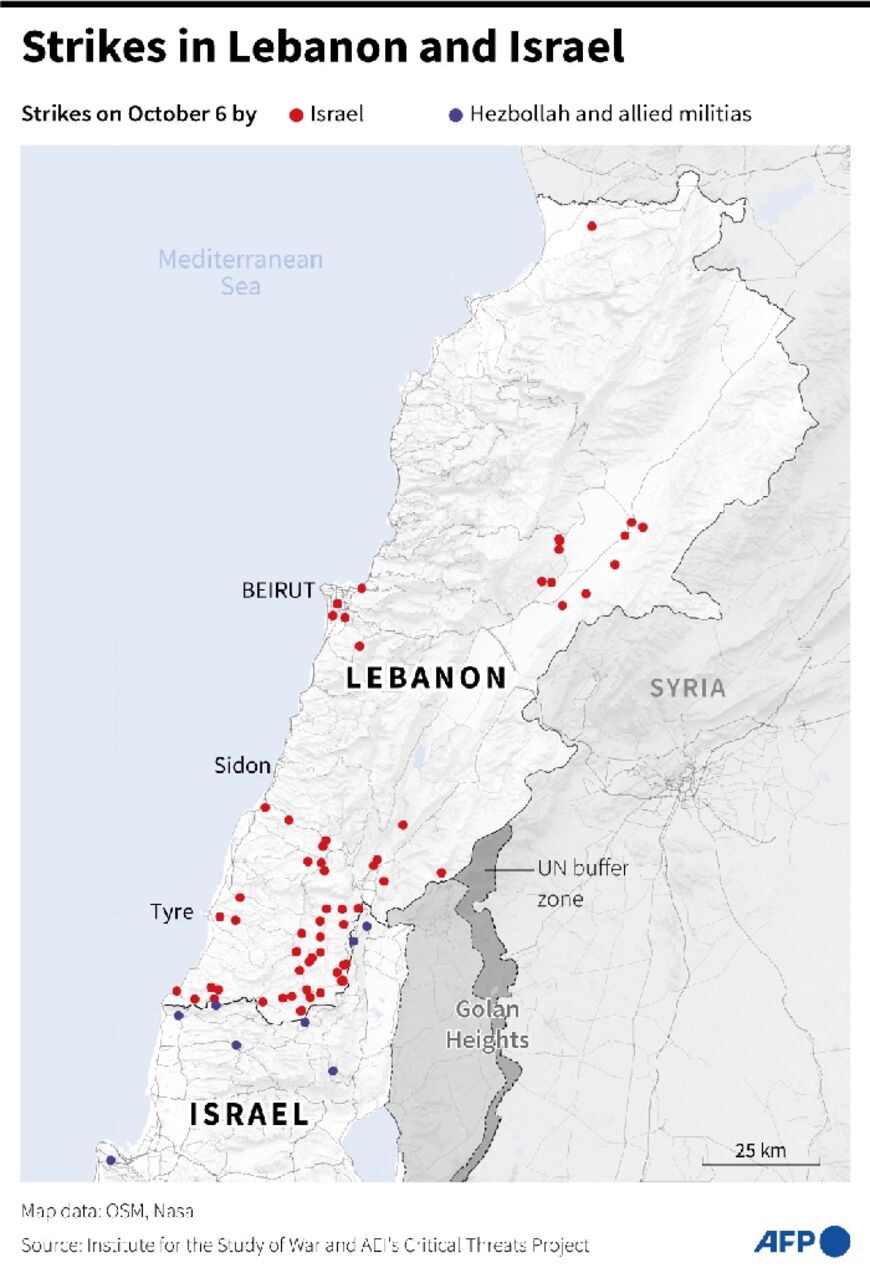 Strikes in Lebanon and Israel