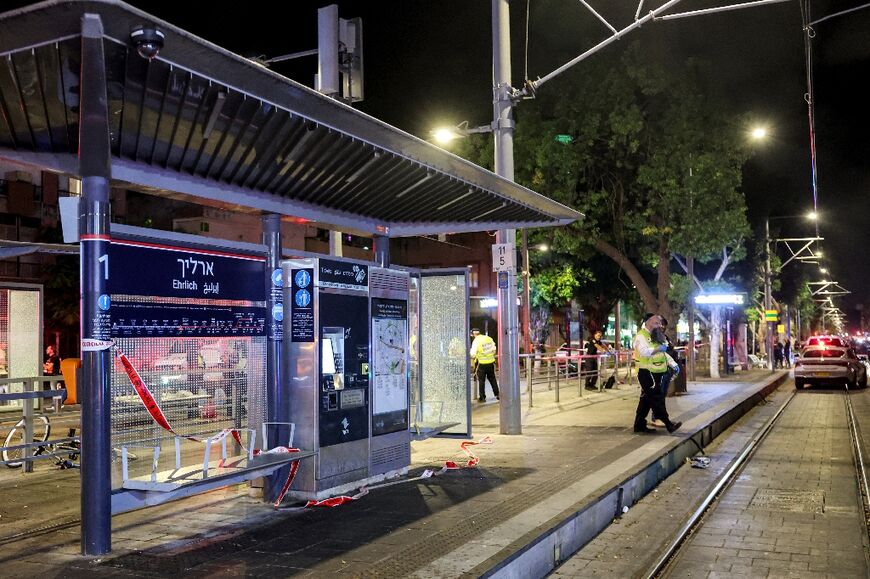 The Palestinian assailants opened fire on passengers on the Tel Aviv light rail, Israeli police said.