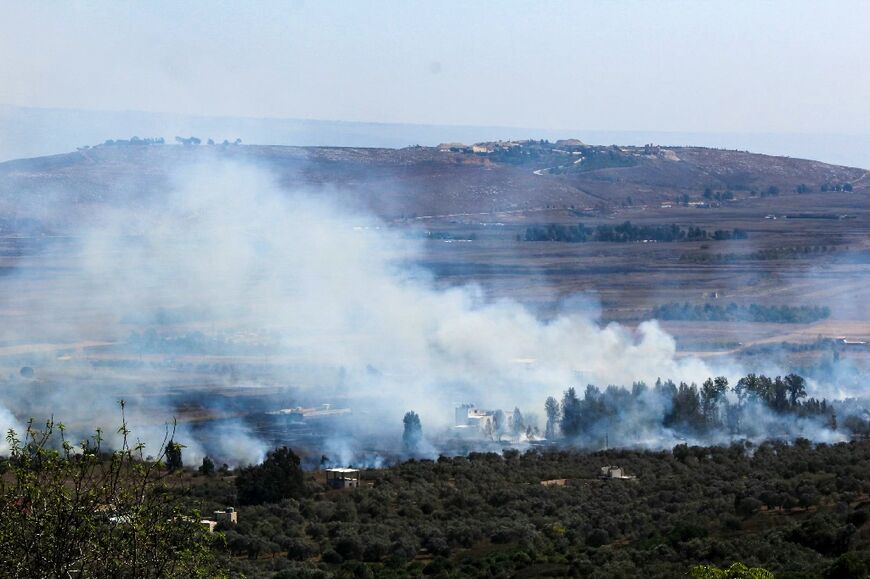 Smoke rises from an area hit by Israeli shelling in southern Lebanon