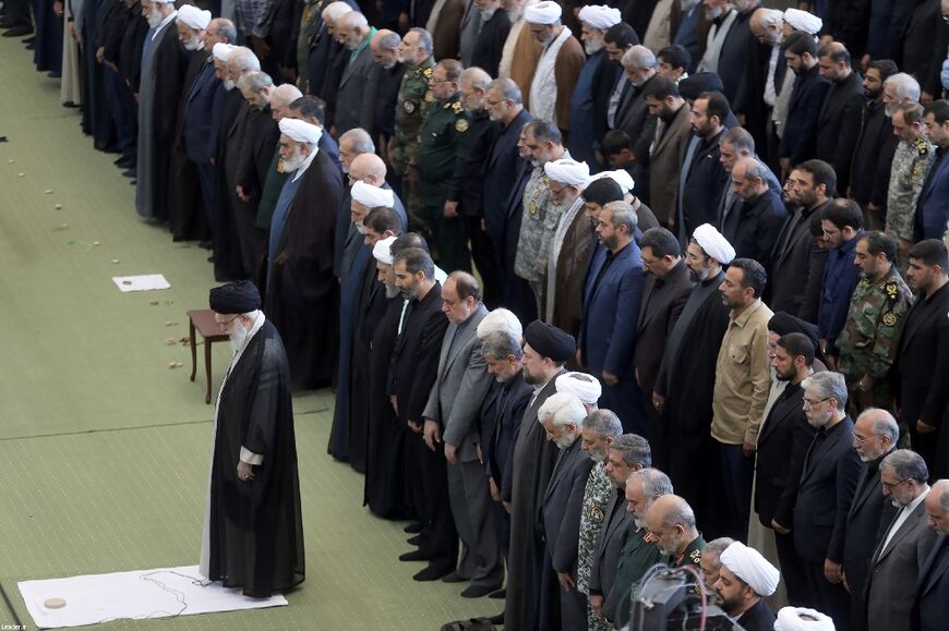 Iranian supreme leader Ayatollah Ali Khamenei leading Friday prayers in Tehran