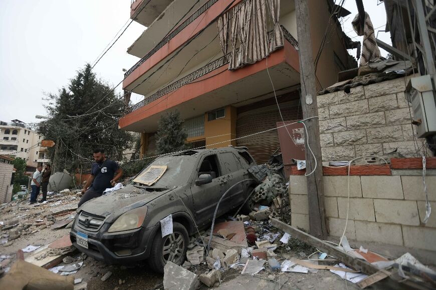 Damage after an Israeli air strike in the Mount Lebanon village of Qmatiyeh, southeast of Beirut