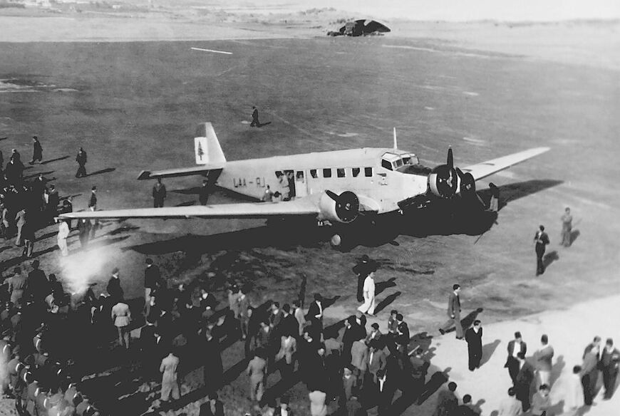 A picture dated 1946 shows the first plane to land at the old Beirut airport, operated by a company that eventually became Middle East Airlines