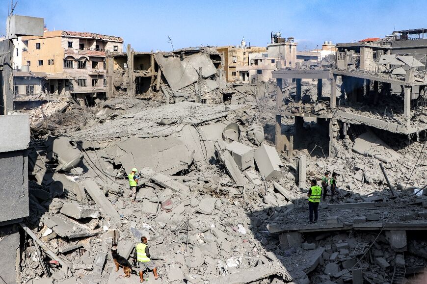 The rubble left by Israeli air strikes on the southern Lebanon town of Qana