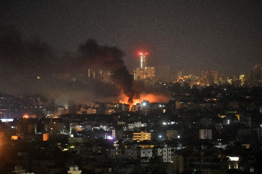 AFP footage showed orange plumes of smoke rising over the densely populated suburb in Hezbollah's main bastion of south Beirut