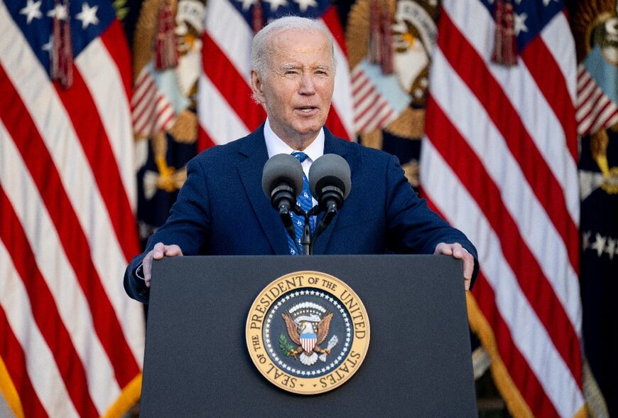 US President Joe Biden speaks about the ceasefire in the Rose Garden of the White House