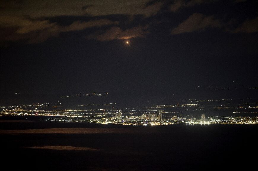 Israel's Iron Dome air defence system intercepts rockets fired from Lebanon over northern Israel on Tuesday