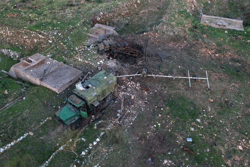 An aerial view of damage after an Israeli air strike on a site belonging to ousted Syrian president Bashar al-Assad's military near Syria's southern port city of Tartus