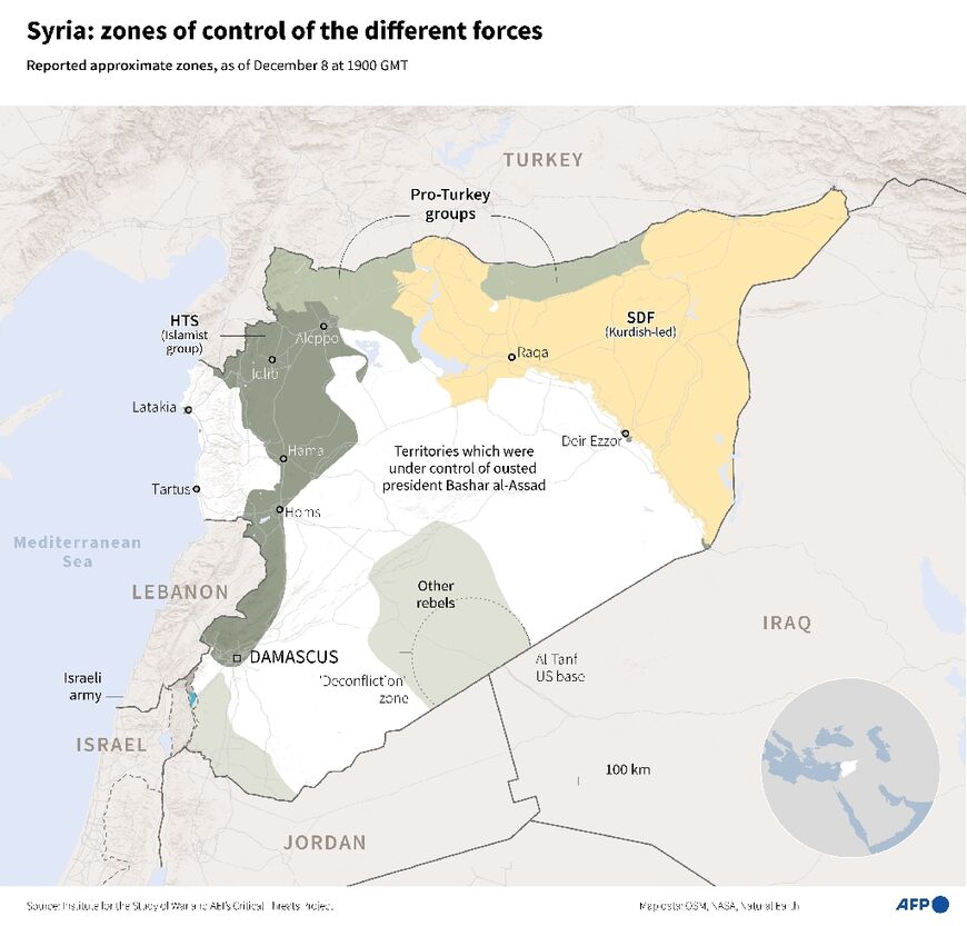 Syria: zones of control of the different forces