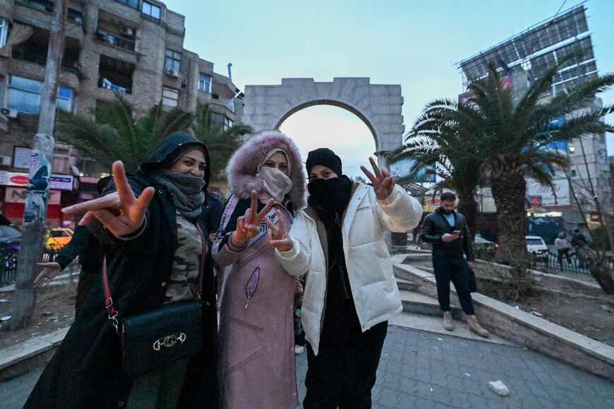 Residents in the Damascus suburb of Jaramana on Sunday