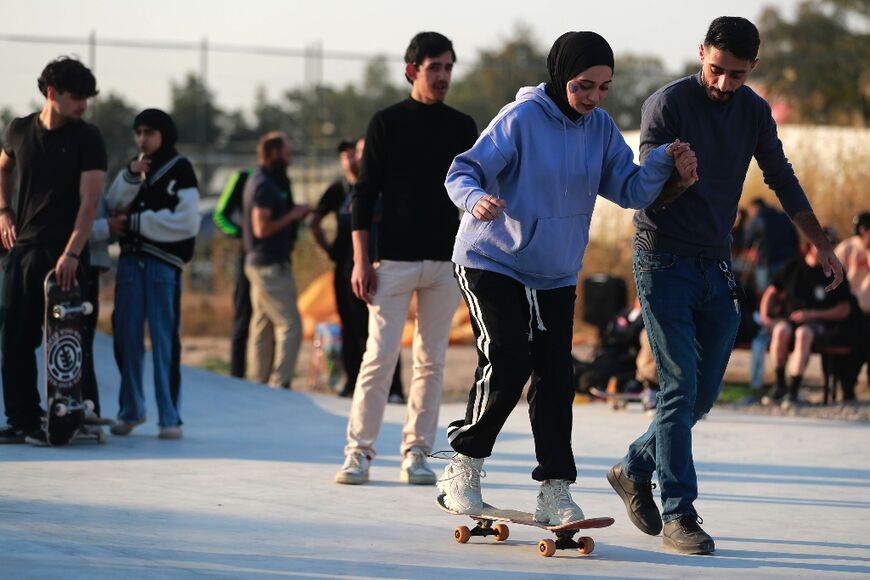 Professional and amateur skaters alike enjoy the open-air park in a suburb of Baghdad