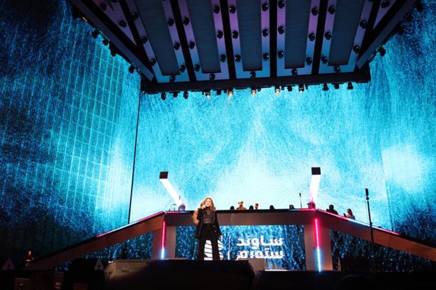 Myriam Fares performs on stage during MDLBEAST SOUNDSTORM 2021 on Dec. 17, 2021 in Riyadh, Saudi Arabia. (Photo by Tim P. Whitby/Getty Images for MDLBEAST SOUNDSTORM)