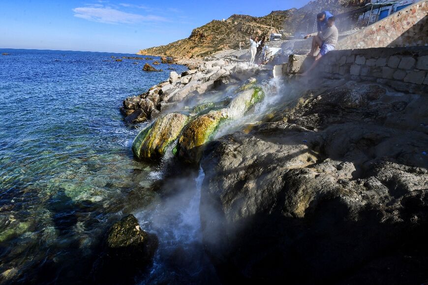 Ain Atrous is a natural hot spring that flows into the sea in the Korbous region