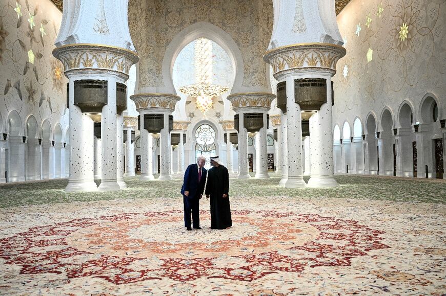 US President Donald Trump visits the Sheikh Zayed Grand Mosque with UAE President Mohamed bin Zayed.