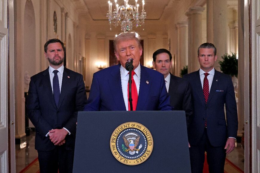 Trump, seen here in an address to the nation on Saturday, said the ceasefire would be phased-in over 24 hours