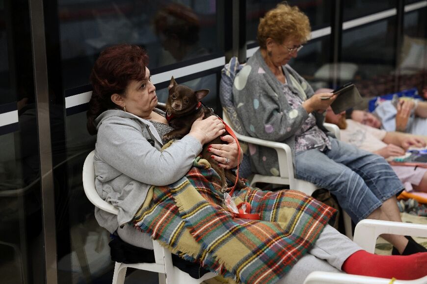People sheltered overnight at an underground light rail station in Ramat Gan, east of Tel Aviv