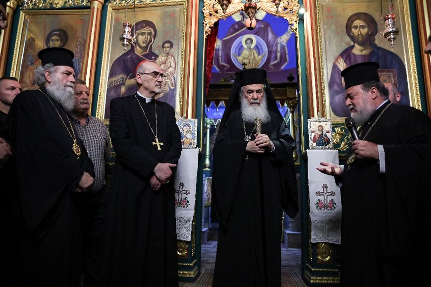 The delegation also visited the Greek Orthodox Saint Porphyrius Church in Gaza City