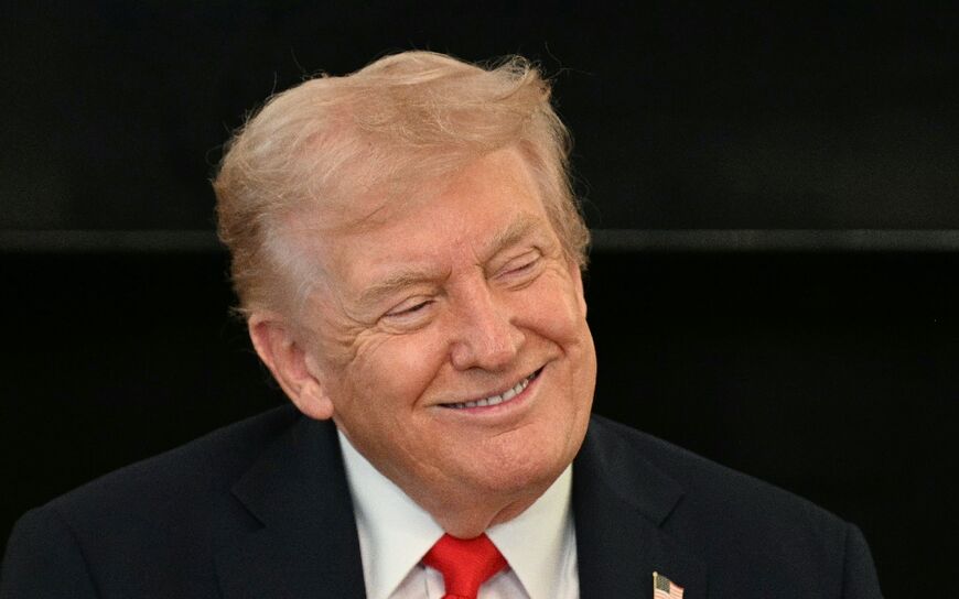 US President Donald Trump is seen during a meeting at the White House in Washington, DC, on October 8, 2025