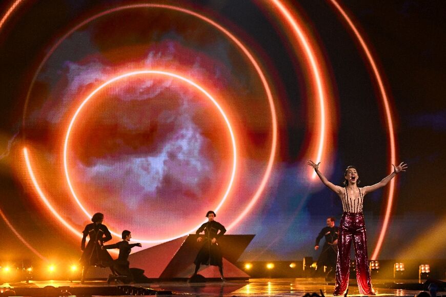 Georgian singer Mariam Shengelia performed 'Freedom' on the St. Jakobshalle stage