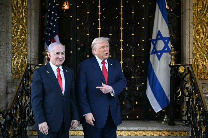 US President Donald Trump greeted Israeli Prime Minister Benjamin Netanyahu upon arrival at Mar-a-Lago