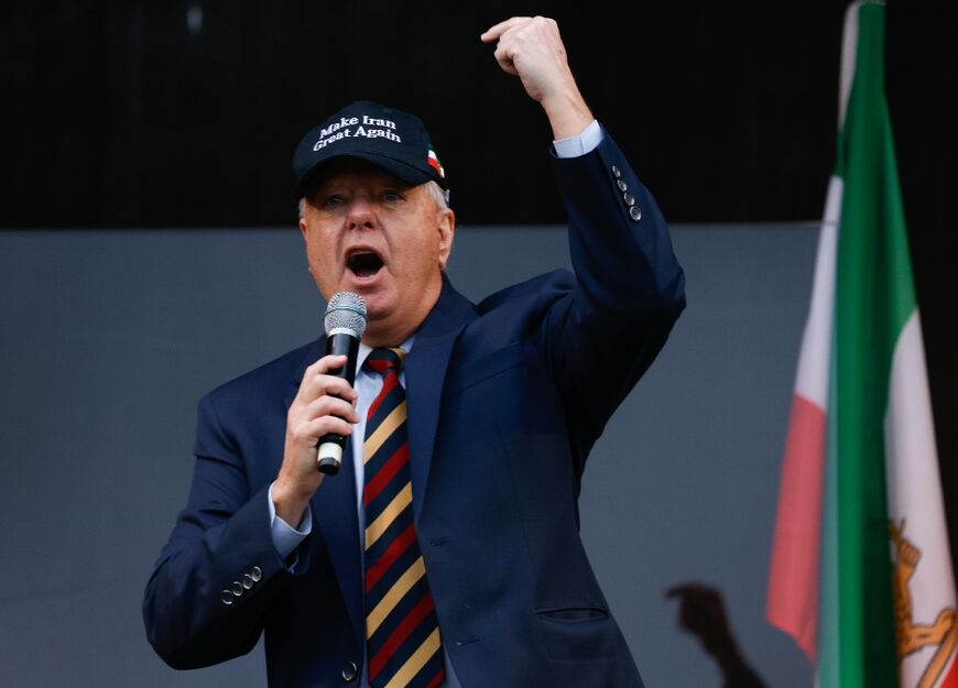 US Senator Lindsey Graham addressed the rally against the Iranian leadership in Munich