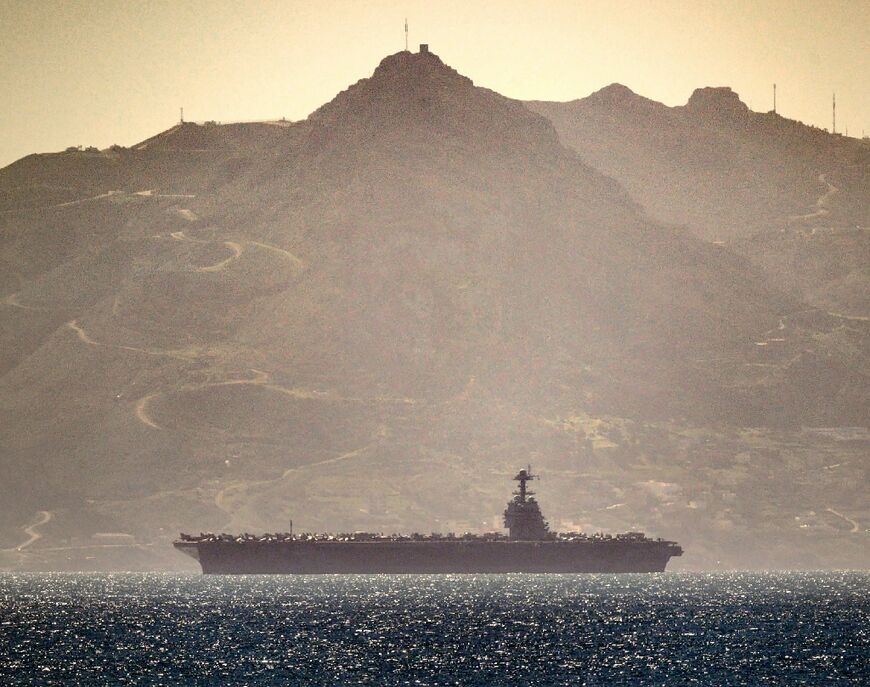 An image taken and released by David Parody on February 20, 2026 shows the USS Gerald R. Ford transiting the Strait of Gibraltar