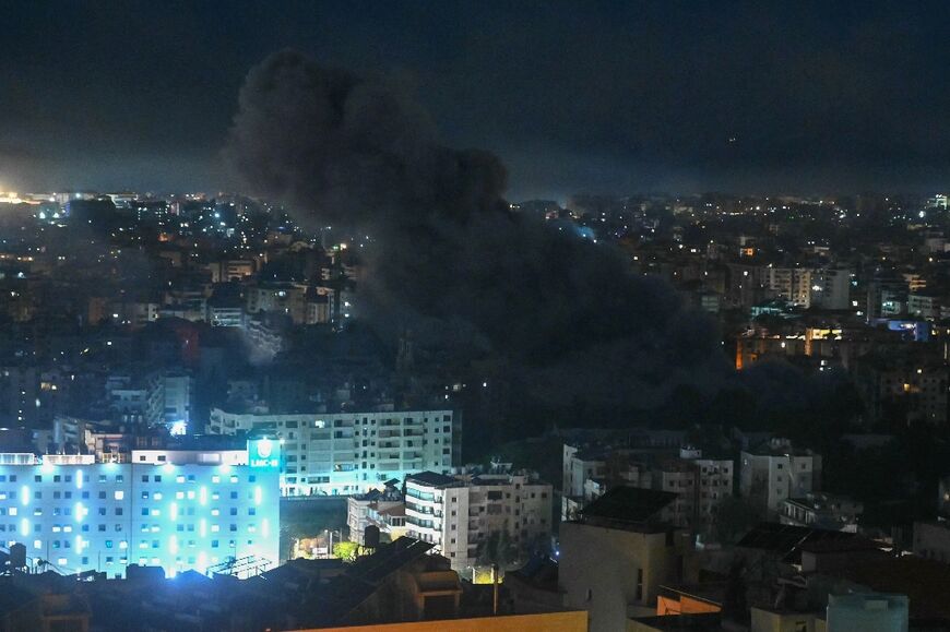 Smoke rises from the site of an Israeli airstrike that targeted Beirut's southern Al-Jamous neighbourhood