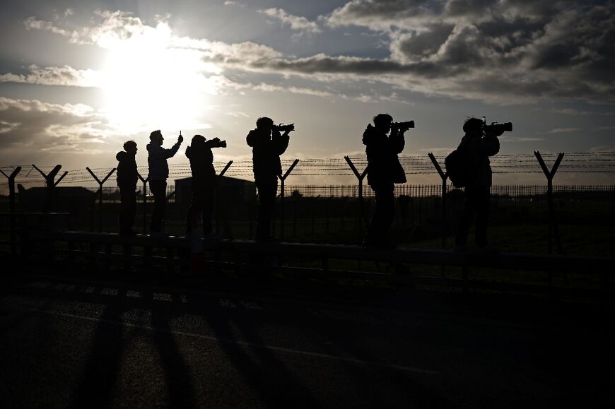 Plane spotters watched as aircraft came in to land at RAF Fairford 
