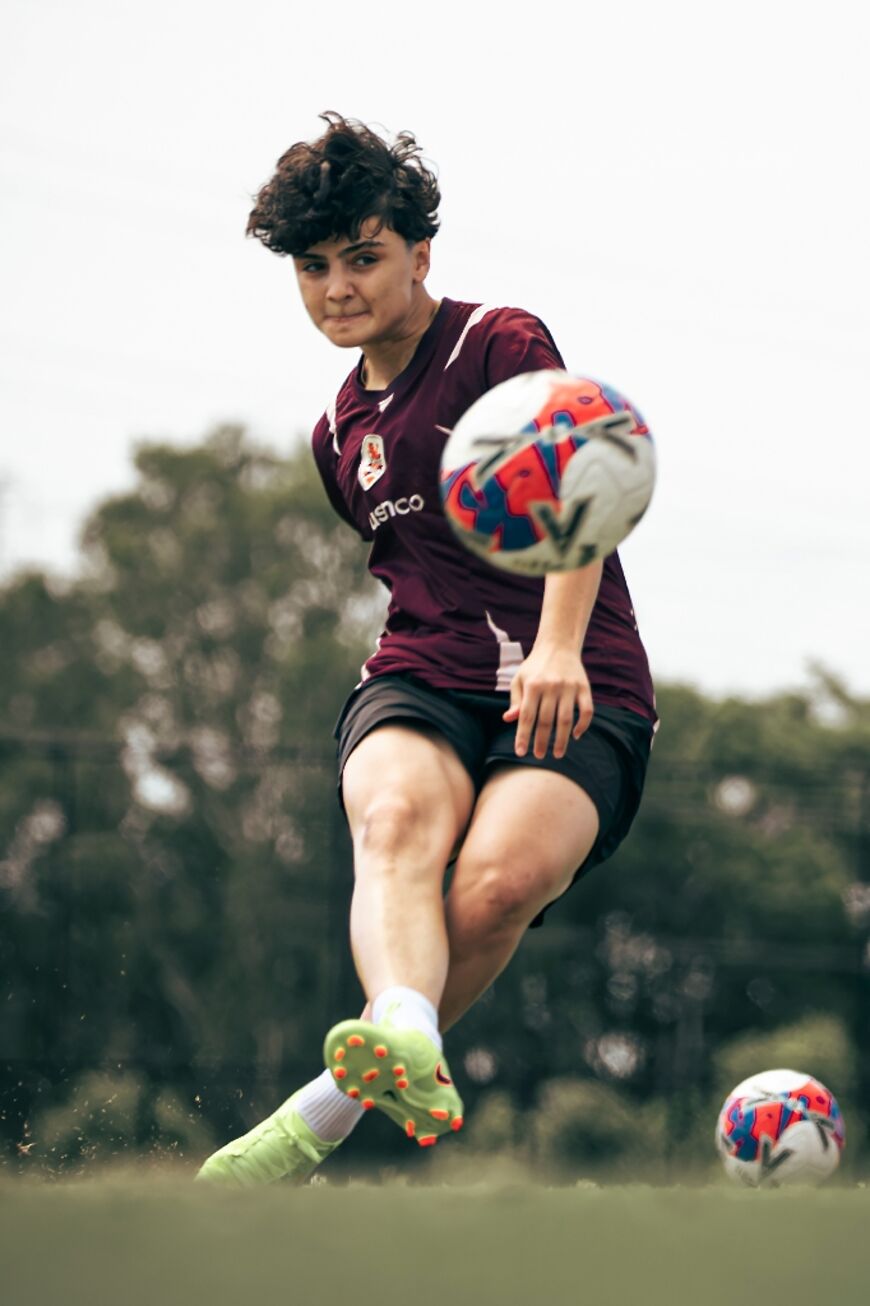 A Brisbane Roar photo shows Iranian footballer Fatemeh Pasandideh training with the Australian club