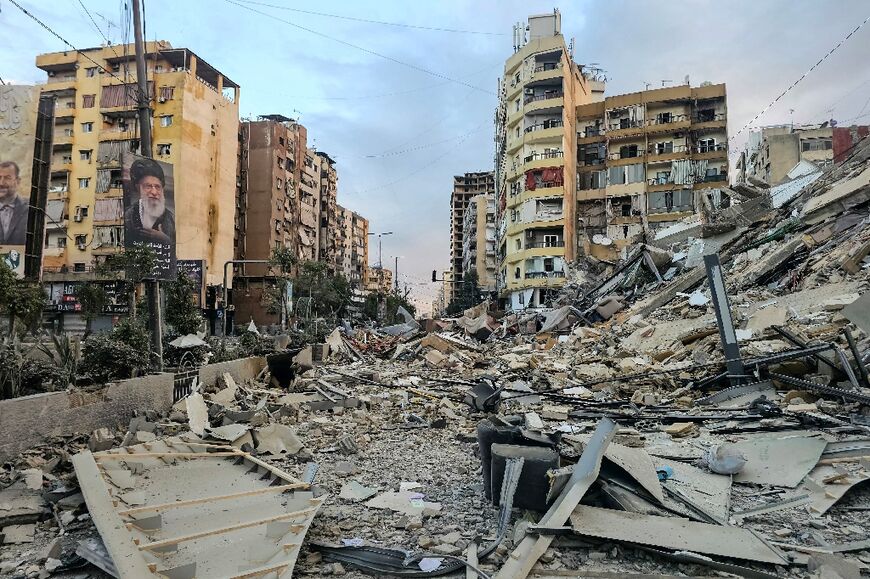 The  site of an overnight Israeli air strike in Beirut’s southern suburbs