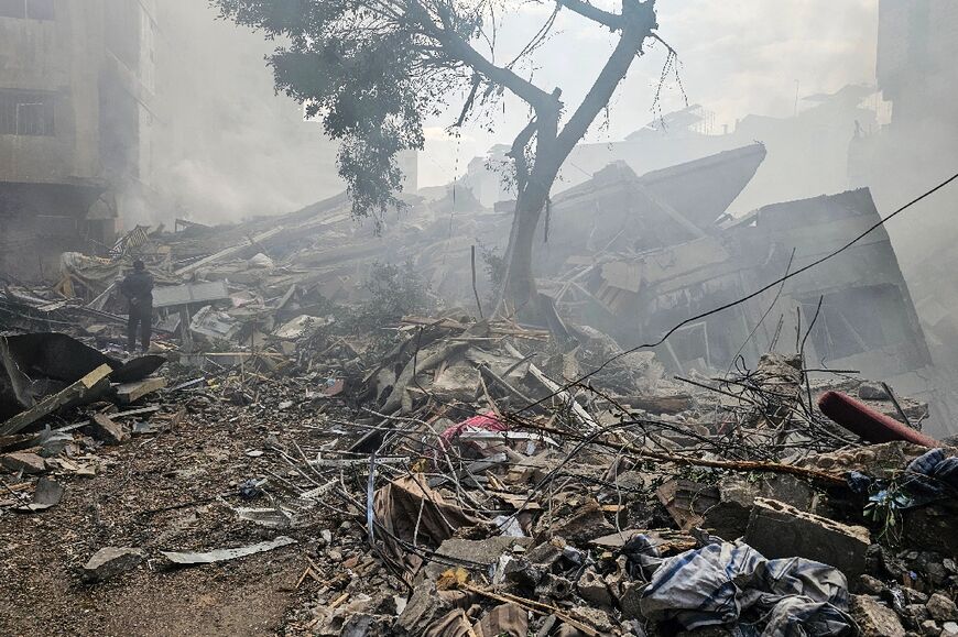 Smoke billows from the site of an Israeli airstrike that targeted the Haret Hreik neighbourhood in Beirut’s southern suburbs 