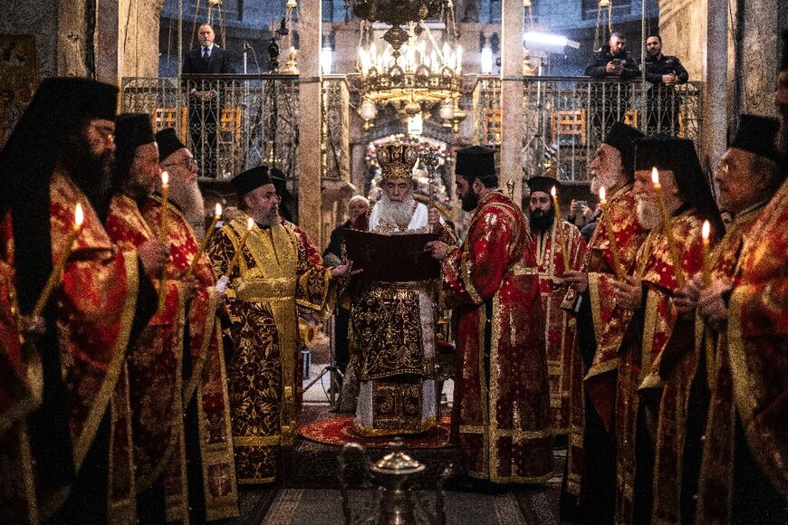 Religious fervour gripped Christians praying at the Church of the Holy Sepulchre