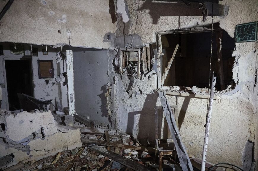 A damaged residential building in Rosh HaAyin, Israel