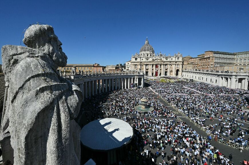 A large crowd gathered in the Easter sunshine in St Peter's Square to hear the pope's message
