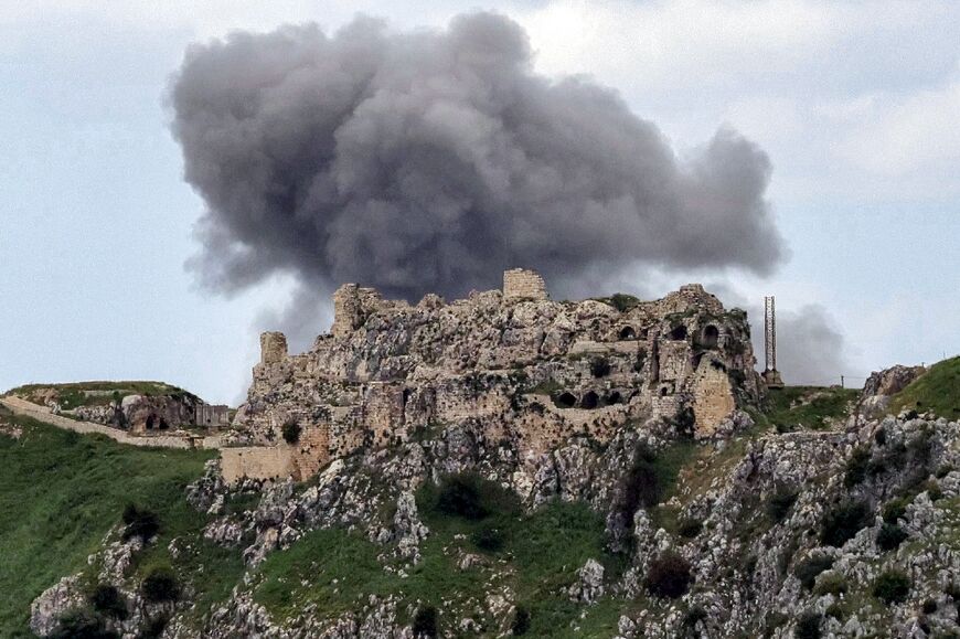 Smoke rises from Israeli bombardment on the village of Yohmor in southern Lebanon