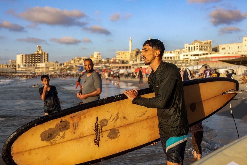 Palestinian surfer Tahseen Abu Assi, 23, says he learned the sport from his father and grandfather