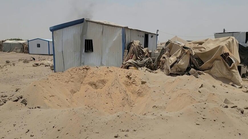 Footage the damage at Mail al-Saila internally displaced camp on the outskirts of Marib following a reported Houthi ballistic missile attack on the government-held city