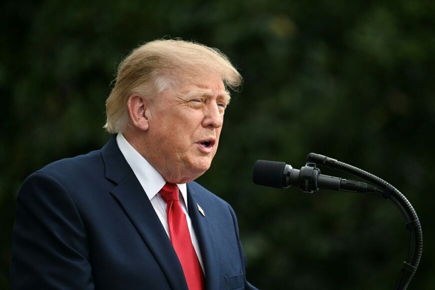 US President Donald Trump speaks at the Pentagon, after skipping the Ground Zero ceremony on the 25th anniversary of the 9/11 attacks