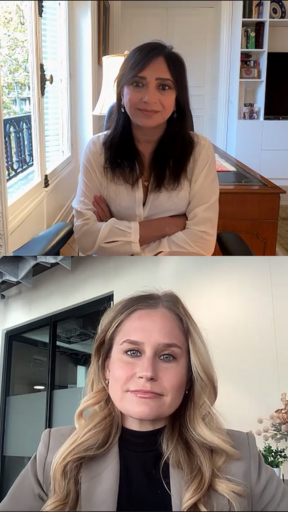 Amberin Zaman, Elizabeth Hagedorn, Danny Makki, Joyce Karam in a virtual discussion on Syrian President Ahmed al-Sharaa's visit to Washington